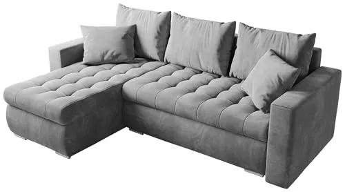 BROMARKT L-Form Sofa mit Schlaffunktion - Ecksofa mit Bettkasten und Schlaffunktion, ideal für Wohnzimmer. Komfortable Liegefläche von 125x200 cm und ansprechendes Design für flexible Raumgestaltung.