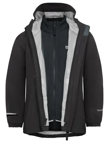 Jack Wolfskin Iceland 3IN1 Jacket K black (6000) 104 - Funktionsjacke für Kinder, wetterfest mit 3-in-1-Funktion: wasser- und winddicht sowie atmungsaktiv. Ideal für Abenteuer bei jedem Wetter mit warmem Fleece-Innenjacke und reflektierenden Details für Sicherheit.
