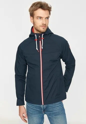 Derbe Isleby Herren Softshell Jacke Blau Rot S - Funktionsjacke aus recyceltem Polyester, atmungsaktiv, winddicht und wasserabweisend – ideal für Outdoor-Aktivitäten und umweltbewusste Fashion.
