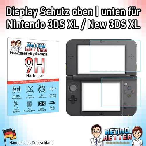 3x Display Schutz 3DS XL / New 3DS XL 9H unten + oben LCD Schutzfolie Protector