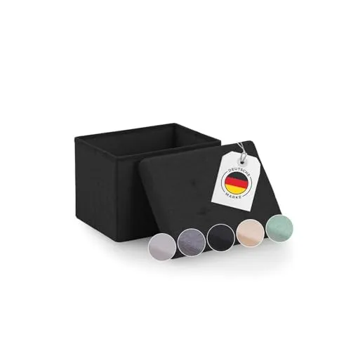 Blumtal Sitzbank mit Stauraum - Truhenbank mit Stauraum 41x31x31 cm - Sitztruhe mit Stauraum - Sitzwürfel - Aufbewahrungsboxen - Sitzbank klein - Polsterhocker - Kisten Aufbewahrung mit Deckel Schwarz
