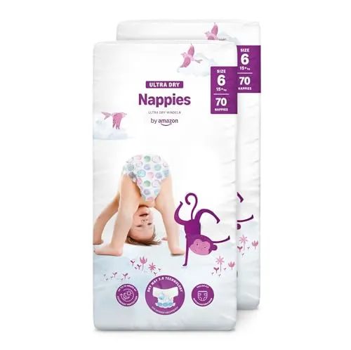 Mama Bear Ultra Dry Windeln Größe 6 - MONATSBOX, 140 Stück - Windeln für Kinder ab 15 kg, besonders saugfähig und hautfreundlich für einen trockenen Tag und Nacht.