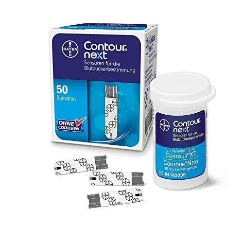 Bayer CONTOUR® NEXT Sensoren - 50 Blutzuckerteststreifen - Blutzuckertests & Zubehör mit hochpräziser Sensorentechnologie für genaue Messergebnisse und 24 Monate Haltbarkeit, auch nach dem Öffnen.