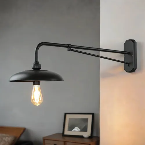 Vintage Wandleuchte VAXINA 73cm Schwarz Aluminium E27 - Stilvolle Wandleuchte im Vintage-Design, ideal für Wohnzimmer und Flure. Mit E27-Sockel für individuelle Lichtgestaltung und einfacher Wandmontage.