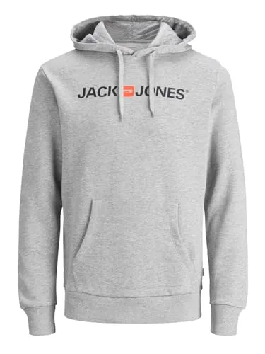JACK & JONES Herren Hoodie JJ Ecorp Old Logo, Farbe: Grau - Hoodie aus weichem Material mit normaler Passform, ideal für lässige Outfits und gemütliche Tage.