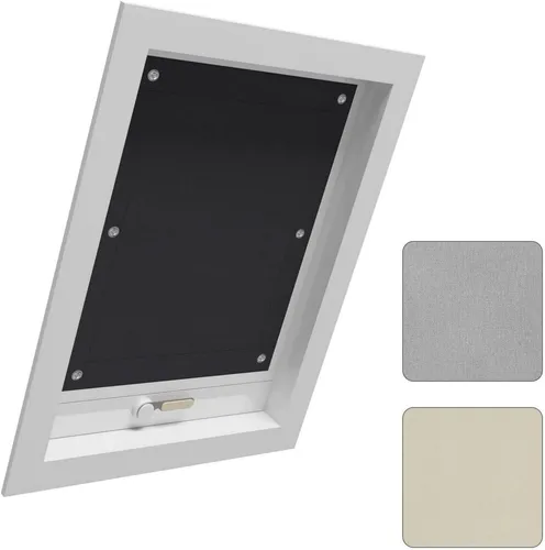 Woltu Dachfensterrollo, , 1x Thermorollo Dachfenster ohne Bohren, mit Saugnapf, Schwarz
