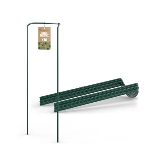 GardenGloss® Strauchstützen aus beschichtetem Stahl - 10 Stück Pflanzenstützen für Rosen und Hortensien - Rankgitter aus rostfreiem, witterungsbeständigem Stahl für optimale Pflanzenunterstützung. Ideal für Sträucher und Blumen, langlebig und robust für sicheres Wachstum.