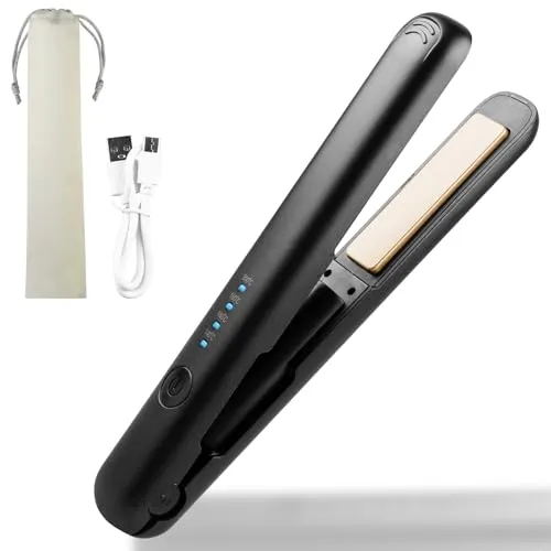 Mini 2-in-1 Kabelloses Glätteisen und Lockenstab - Glätteisen für alle Haartypen, kabellos mit 3000mAh Akku, ideal für Reisen und schnelle Stylings.