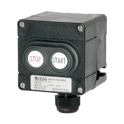 Ceag Doppeldrucktaster GHG 411 8100 R0009 - Steckverbinder Zubehör mit IP65 Schutzart, ideal für raue Umgebungen und maximale Sicherheit.