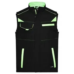 Workwear Softshell Vest - COLOR - Funktionelle Softshellweste mit hochwertiger Ausstattung schwarz/grün, Gr. XL