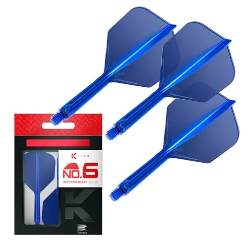 Target Darts K Flex Integrated Dart Flights and Shafts, Nr.6 Blau (Intermediate) | 3er Pack K-Flex - No6, Kflex All In One Moulded Dart Flight & Stem | Professionelles Dart Zubehör