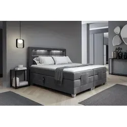 MEBLINI Boxspringbett Elektrisch Verstellbar mit LED - ASPERO Grau - Erleben Sie königlichen Schlafkomfort mit dem elektrisch verstellbaren Boxspringbett ASPERO. Inklusive zwei Matratzen und hochwertigen Toppers für optimalen Liegekomfort. Elegantes Design mit LED-Beleuchtung im Kopfteil.