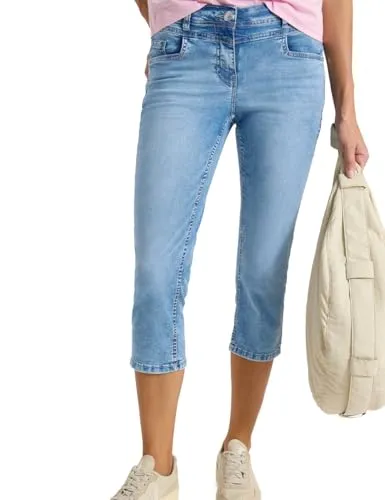 Cecil 3/4 Slim Leg Jeans im Casual Fit Light Blue Washed 34 - Stylische 3/4 Jeans im Casual Fit mit Slim Legs. Ideal für lässige Outfits, bietet Komfort und Bewegungsfreiheit. Perfekt für den Alltag!