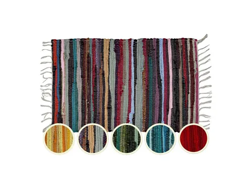 Marrakesch Orient & Mediterran Interior Badematte Callum Bunt Teppich 90×50cm, Boho-Vorleger aus recycelter Baumwolle, Baumwolle