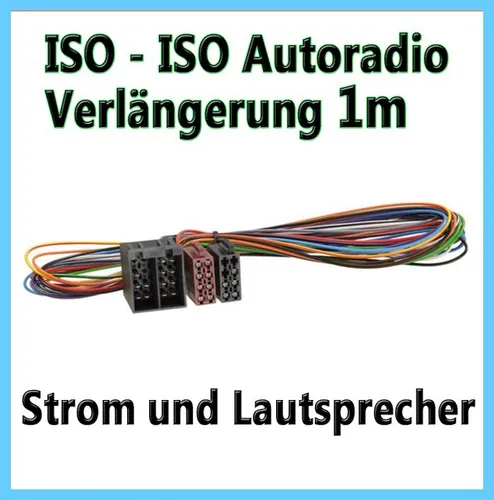 ISO - ISO 100cm  1m Verlängerung Autoradio Lautsprecher+Strom CarHifi 12V Auto
