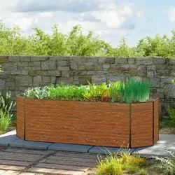 GFP Hobby Hochbeet 167 x 119 x 77 cm in Holzoptik - Praktisches Hochbeet (167 x 119 x 77 cm) in Holzoptik für rückenschonenden Gemüseanbau. Robuste Aluminium-Konstruktion für Langlebigkeit und einfacher Aufbau. Ideal für kreative Pflanzideen im Garten!