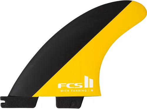 FCS II MF PC TRI Finnen Set 2025 black/mango - M - Surf Bags und Zubehör: Hochwertige Mick Fanning Finne aus PC-Material für kraftvolles und kontrolliertes Surfen. Ideal für Performance-Shortboards und Powersurfer.