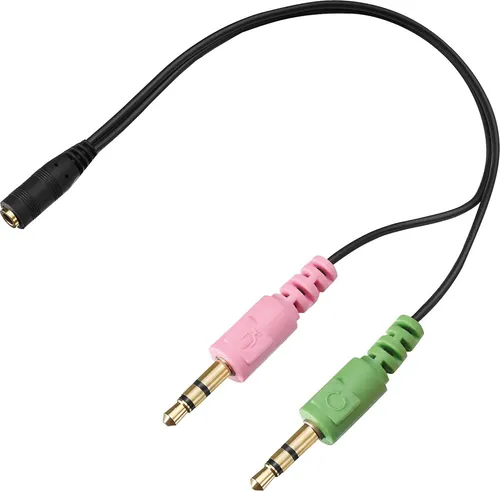 Adapter-Kabel Android-/iPhone-Headset 4-polig TRRS-Klinke an PC-/Notebook-Anschluss 2 separate Stecker