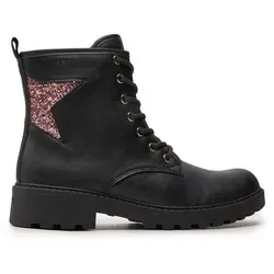 Geox J Casey Girl G Ankle Boot, Black/LT Rose, 40 EU - Stiefel für Mädchen, atmungsaktive Ankle Boots von Geox für optimalen Komfort und Stil.