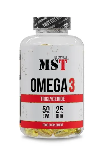 MST Omega 3 TRIGLYCERIDE 75% - 180 Softgels - Hochwertige Kapseln mit einem hohen Gehalt an Omega-3-Fettsäuren, ideal für die tägliche Unterstützung der Ernährung. Praktische Verpackung für unterwegs.