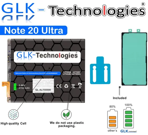GLK Akku für Samsung Galaxy Note 20 Ultra 5G EB-BN985ABY - Hochleistungs Ersatzakku mit 4700mAh für Samsung Galaxy Note 20 Ultra 5G, ideal für längere Nutzung ohne Unterbrechung.