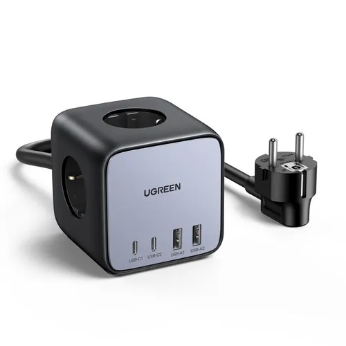 UGREEN DigiNest Cube Power Strip 3 AC outlets + 65W 2A2C - Netzteile & Ladegeräte - 7-in-1 Steckdosenwürfel mit 3 Schuko-Steckdosen und 4 USB-Anschlüssen für schnelles Laden und flexibles Aufladen von Geräten.