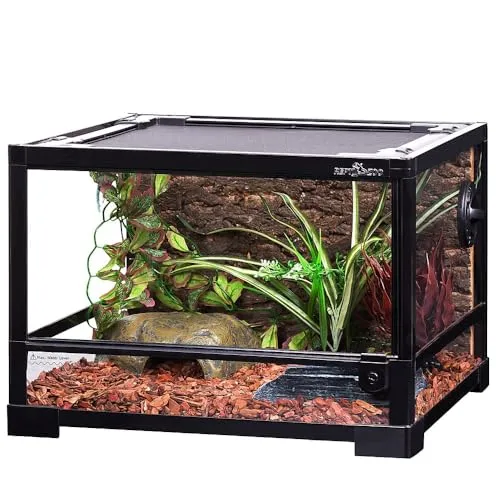 ReptiZoo Glas-Terrarium 45x45x32 cm mit Schwenktüre - Terrarien für Reptilien & Amphibien, zerlegbar und ideal für eine optimale Belüftung dank einzigartiger Frontventilation und integrierten Kabeldurchführungen.