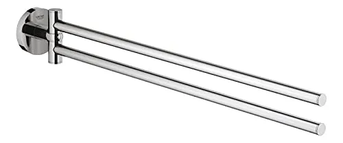 GROHE Essentials Handtuchhalter - 2-armig, 439 mm, kratzfest, chrom - Handtuchhalter & -stangen, mit Grohe StarLight Technologie für langanhaltenden Glanz und Widerstandsfähigkeit gegen Schmutz und Kratzer – bleibt über Jahre wie neu!