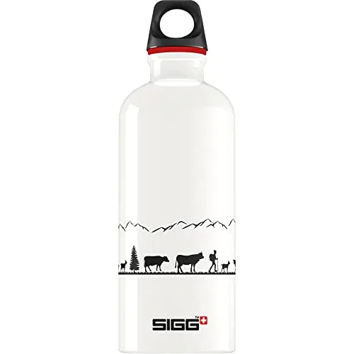 SIGG - Alu Trinkflasche - Traveller Swiss Craft - Klimaneutral Zertifiziert - Für Kohlensäurehaltige Getränke Geeignet - Auslaufsicher - Federleicht - BPA-frei - Outdoor - Weiß - 0,6L