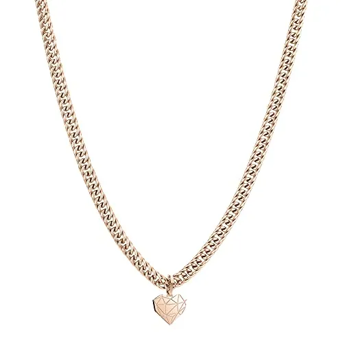 Liebeskind Berlin Halskette LJ-0852-N-45 Edelstahl IP roségold - Ketten für Damen, elegante Edelstahlhalskette mit grafischem Herzanhänger, perfektes Geschenk für jede Gelegenheit.