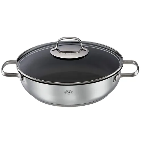 Servierpfanne ELEGANCE 38.40x29.50 cm - Silber - Pfanne aus hochwertigem Metall, ideal zum Servieren und Kochen, mit eleganter silberner Oberfläche für stilvolles Kochen.