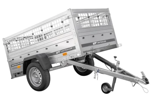 UNITRAILER Anhänger Garden Trailer 200 Kipp - Universalzubehör für Anhängerkupplungen: Dieser 750 kg Autoanhänger mit kippbarer Deichsel und Gitteraufsatz bietet perfekte Be- und Entladung für Ihr PKW.