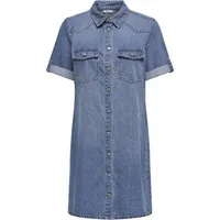 Jeanskleid "ONLLISA S/S DNM DRESS GUA", Gr. XS (34) - Sportlich und feminin - Sommerkleid aus pflegeleichtem Denim mit praktischen Brusttaschen, ideal für einen lässigen Look.