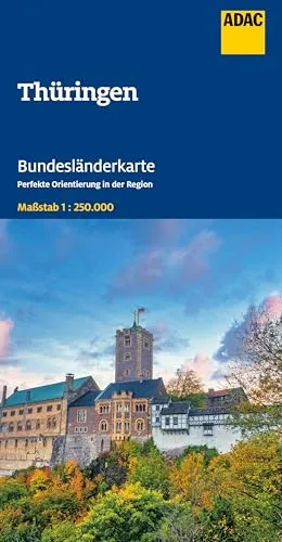 ADAC Bundesländerkarte Deutschland 08 Thüringen 1:250.000: Straßenkarte und Autokarte