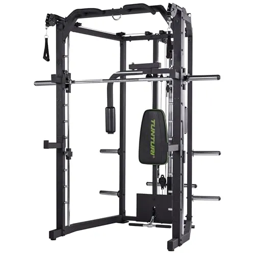 Tunturi Full Smith Machine SM80 - Multigym Kraftstation für effektives Training - Vielseitige Kraftstation für Zuhause: Mit der Tunturi SM80 trainieren Sie effektiv verschiedene Muskelgruppen. Inklusive Klimmzugstange und Pulleys für individuelles Training. Ideal für Hanteln und Körpergewicht.