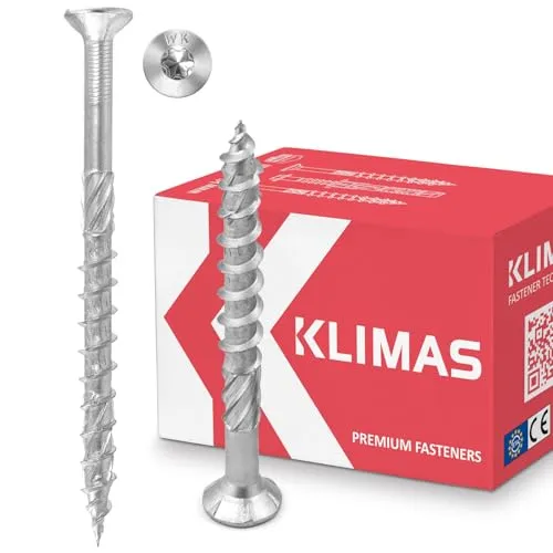 KLIMAS Holzschrauben Torx - Spanplattenschrauben Weiß - Senkkopfschrauben - Terrassenschrauben - Universalschrauben - Dachkonstruktion Schrauben Set - Holzschrauben 6x100 mm 100 Stück