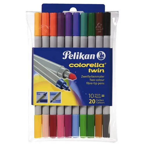 Pelikan Fasermaler Colorella® Twin, 10 Stifte mit 20 Farben