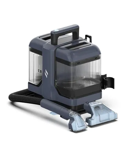 Samako PowerClean V2 Polsterreiniger – Tragbarer Fleckenreiniger für Sofa, Teppich & Autositze - Effizienter Polsterreiniger mit Sprüh- & Saugfunktion: Entfernt gezielt Flecken von Textilien. Hygienisches 2-Tank-System für frisches Wasser und Schmutzwasser. Flexibel einsetzbar mit 5 m Kabel und zwei Aufsätzen für verschiedene Flächen.