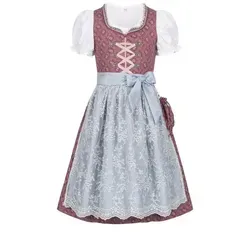 Nübler Dirndl Mädchen LEA - 3-teiliges Set in Beere mit Glitzersteinen - KINDERDIRNDL - Verspieltes 3-teiliges Set aus hochwertiger Baumwolle, ideal für festliche Anlässe. Das Dirndl bietet modische Details und eine individuelle Passform durch die schicke Schürze.