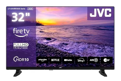 JVC 32 Zoll Full HD Smart TV mit Alexa - Fernseher mit 32 Zoll, beeindruckender Full HD Auflösung und HDR-Technologie für lebendige Bilder. Integrierte Alexa Sprachsteuerung für einfache Bedienung und Zugriff auf zahlreiche Apps.