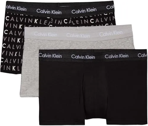 Calvin Klein Herren 3er Pack Boxershorts Low Rise Trunks - Retroshorts für Herren, optimaler Komfort durch 95% Baumwolle und elastischen Bund, ideal für Alltag und Sport.