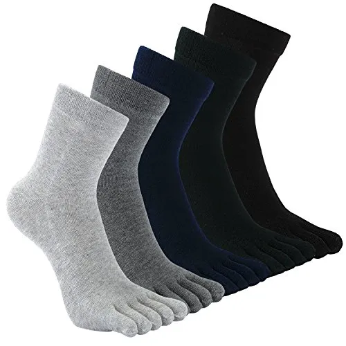 TEENLOVEME Herren Zehensocken Baumwolle Männer Five Fingers Socken Sport laufende Zehe Socken, Schwarz