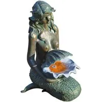 Acqua Arte Set "Oslo" Meerjungfrau - Gartenbrunnen mit LED-beleuchteter Muschel, bringt zauberhafte Stimmung an jedes Teichufer und verleiht Ihrem Garten einen Hauch von Magie.