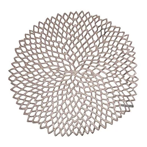 Chilewich Platzset Pressed Vinyl Dahlia Round Gunmetal - Tischset in rundem Design mit antimikrobiellem Schutz, pflegeleicht und ideal für jeden Tisch, robust und stilvoll.
