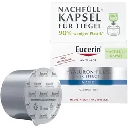 Eucerin Anti-Age Hyaluron-Filler Nacht Refill 50 ML - Medizinische Körperpflege mit Hyaluronsäure für sichtbar glattere und strahlende Haut. 90% weniger Plastik durch nachhaltige Nachfüllkapsel, kompatibel mit allen Eucerin Gesichtspflegeprodukten.