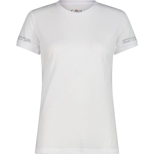 CMP Damen T-Shirt bianco-blue (18XR) 42 – Ideal für Outdoor-Aktivitäten - Hochfunktionelles Damen T-Shirt von CMP, perfekt für Wandern. Atmungsaktiv, schnelltrocknend und mit reflektierenden Details für Sicherheit. Bequeme Passform und stylisches Design – ideal für Abenteuer in der Natur!