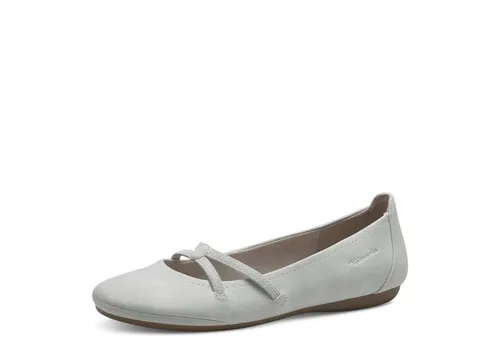 Tamaris Caterina Ballerina Flats, Slipper mit Gummizugriemchen in Blau, Größe 39 EU - Elegante Slipper für festliche Anlässe, gefertigt aus hochwertigem Lederimitat mit sportlichem Stil. Bequemer Gummizug sorgt für perfekten Sitz und Tragekomfort.
