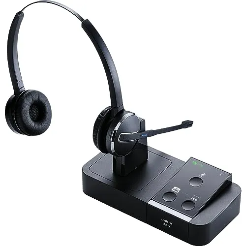 Jabra Pro 9450 Flex Duo Wireless-DECT-Headset für Festnetztelefon und PC-Softphones, flexibler Mikrofonarm mit NC, Touchpad-Basis inkl.