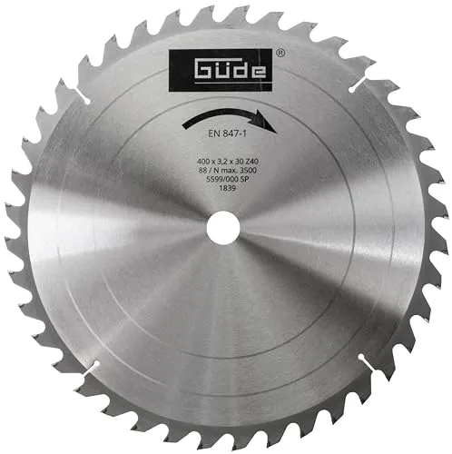 Güde 1839 Brennholzsägeblatt HM 400x30x3,2x40Z - Kreissägeblätter für präzises und sauberes Sägen von Brennholz, 400 mm Durchmesser, 40 Zähne und hochwertige Hartmetall-Verarbeitung für langlebige Schnittergebnisse.