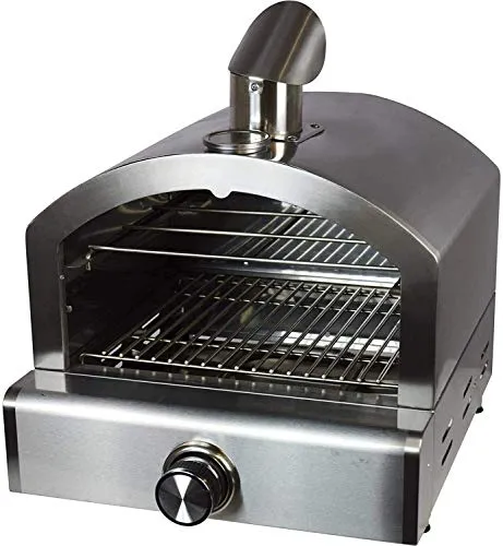 ACTIVA Gas Pizzaofen - 3,5 kW, Edelstahlausführung, inkl. Pizzastein, für Pizza, Flammkuchen und mehr, ideal für drinnen und draußen